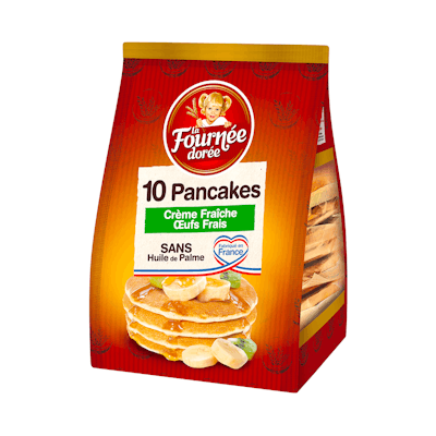 Un sachet de 10 Pancakes Crème Fraîche ou Tout Chocolat 350g La Fournée Dorée. avec l'aide de ce bon de réduction à imprimer